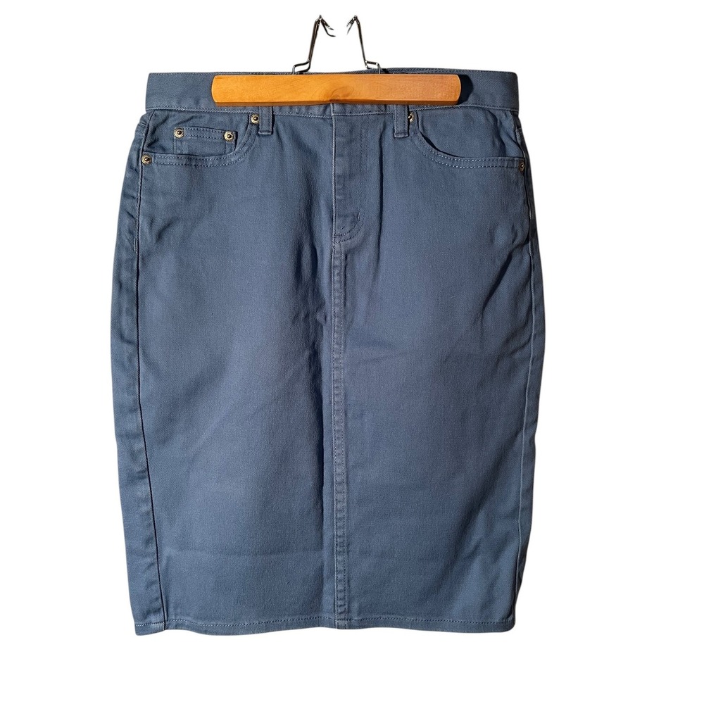 Vintage Lauren Jeans Co. Ralph Lauren Womens Size 2 Denim Midi Skirt Blue Coated